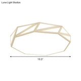 Modern Faceted Ceiling Flush Mount Led Fixture - White/3 Color Light Wooden Bedroom Design