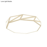Modern Faceted Ceiling Flush Mount Led Fixture - White/3 Color Light Wooden Bedroom Design