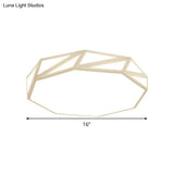 Modern Faceted Ceiling Flush Mount Led Fixture - White/3 Color Light Wooden Bedroom Design