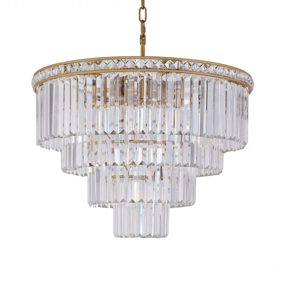 Modern Faceted Optical Crystal Chandelier Light With 6 Brass Lights - 19.5/23.5 Wide