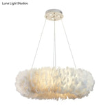 Modern Feather Bedroom Pendant Light Fixture - Elegant White Chandelier