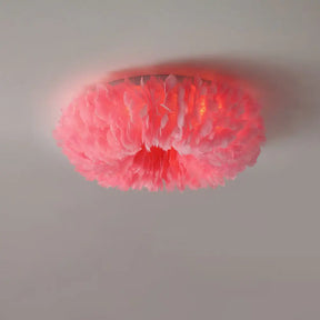 Modern Feather Flushmount Ceiling Light With 3/6 Fabric Heads In White/Grey/Pink For Bedroom 3 /