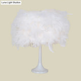 Modern Feather Night Table Lamp - Elegant 1 Light Desk Lighting For Living Room