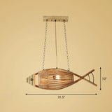 Modern Fish Chandelier Pendant Light: Bamboo Tea Room Hanging Lamp In Wood 1 /