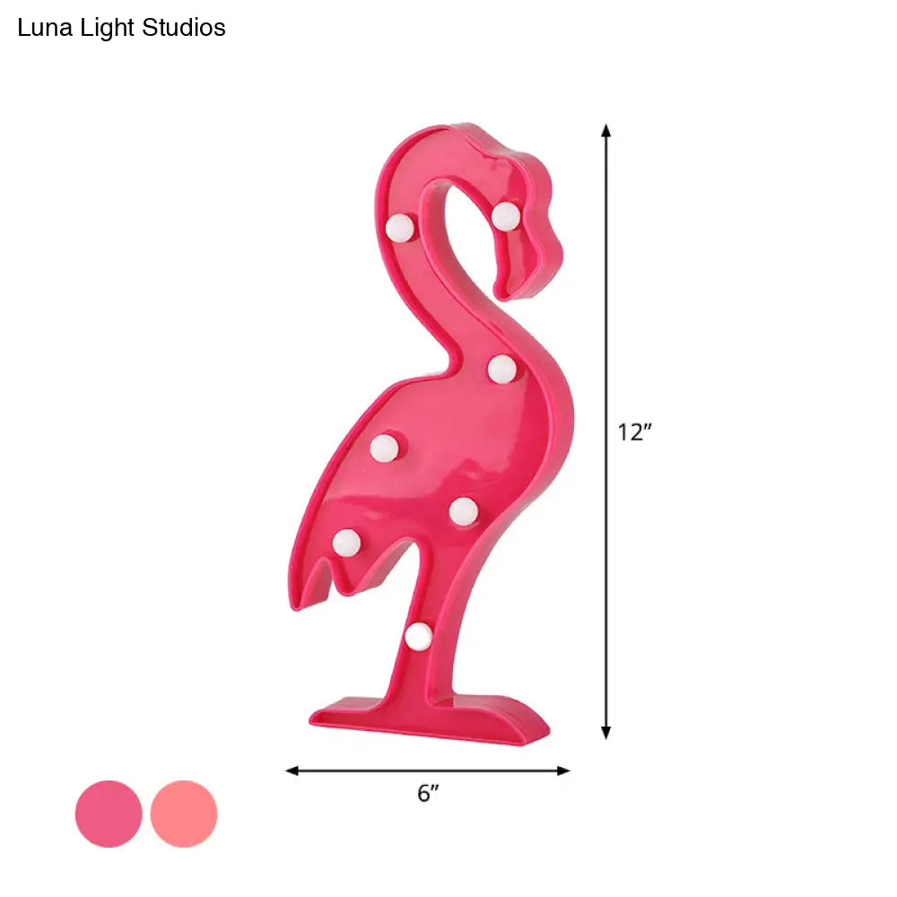 Modern Flamingo Night Lamp - Pink Plastic Finish Battery Led Wall Light