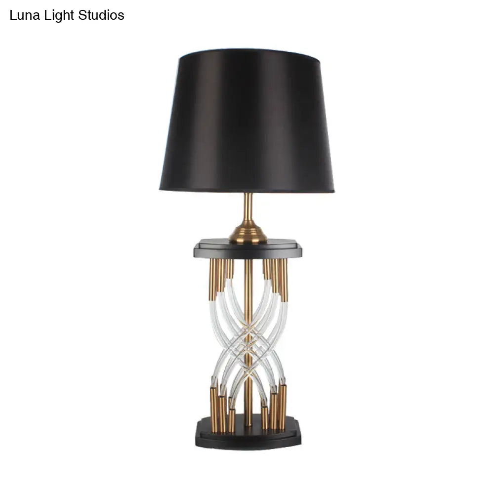 Modern Flare Crystal Table Lamp With Gold Accent - Ideal For Study And Reading