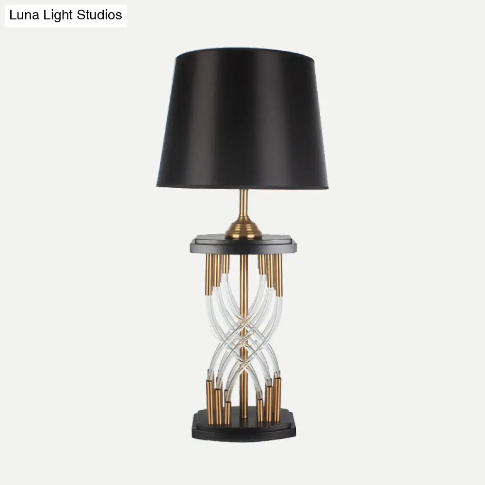 Modern Flare Crystal Table Lamp With Gold Accent - Ideal For Study And Reading