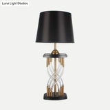 Modern Flare Crystal Table Lamp With Gold Accent - Ideal For Study And Reading