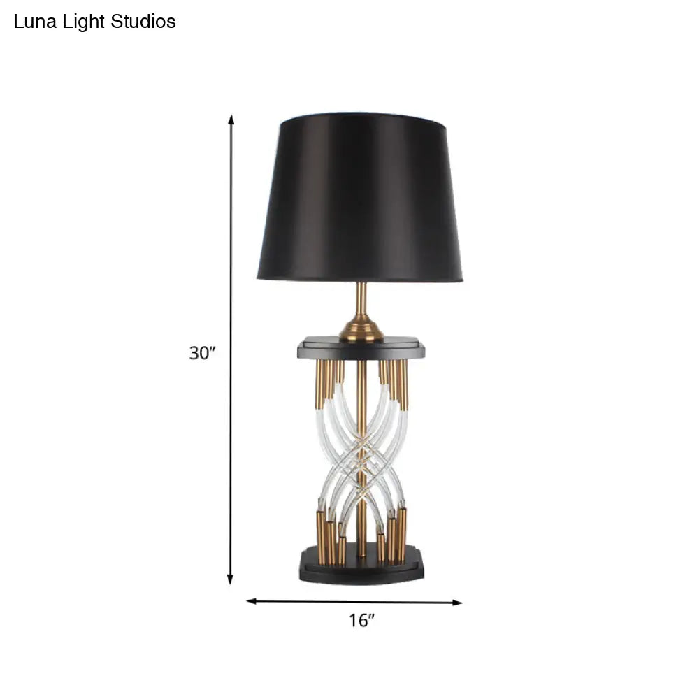Modern Flare Crystal Table Lamp With Gold Accent - Ideal For Study And Reading