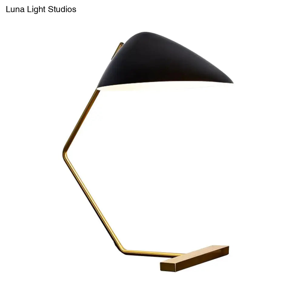 Modern Flare Table Light Metal Desk Lamp - Small Black Curved Arm 1 Bulb