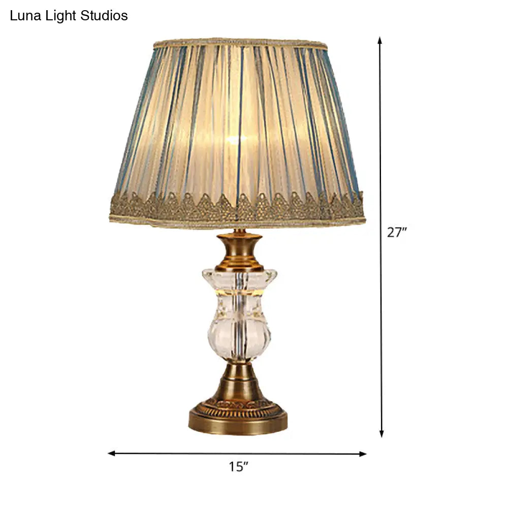 Modern Flared Fabric Desk Lamp With Metallic Base - 1 Head Gold Table Light