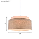 Modern Flaxen Double Circular Chandelier Light - Hand Woven Fabric Drop Lamp (5-Bulb) For Hotels