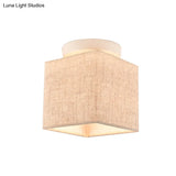 Modern Flaxen Fabric Small Semi Flush Mount Ceiling Light Fixture
