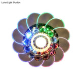 Modern Floral Aisle Flush Mount Ceiling Light With Led Crystal Flushmount Lamp - Warm/Multi Color
