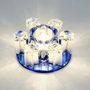 Modern Floral Ceiling Flush Light With Crystal Block - Led Hallway Flush - Mount Fixture Blue