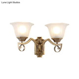 Modern Floral Corridor Wall Sconce With Opal Glass And Gold Metallic Finish