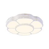 Modern Floral Crystal Flush Mount Led Ceiling Light In White/Warm 8.5/19.5 Width