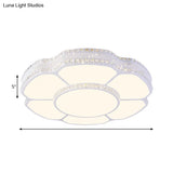 Modern Floral Crystal Flush Mount Led Ceiling Light In White/Warm 8.5’/19.5’ Width