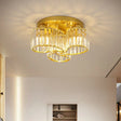 Modern Floral Flush Mounted Ceiling Lamp With Clear Crystal Prism For Dining Room Lighting 3 /
