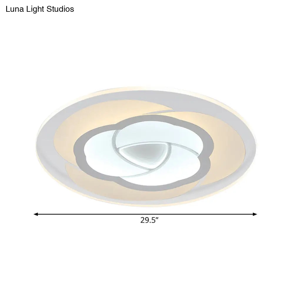 Modern Floral Flushmount Led Ceiling Light In Warm/White 16’/19.5’/23.5’ Wide