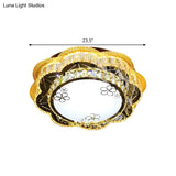 Modern Floral Glass Led Ceiling Flush - Chrome 19.5’/23.5’ Wide