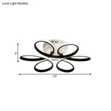 Modern Floral Led Black Flush Mount Light - 23’/29.5’/36’ Wide Semi-Mount Ceiling Fixture
