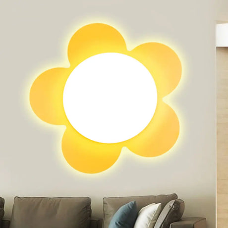 Modern Floral Led Sconce Lamp For Kindergarten With Bright Colors And Stylish Design Yellow