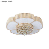Modern Flower Ceiling Flush Light - Crystal Encrusted Mount Fixture In Gold 4/6 - Bulb