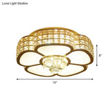 Modern Flower Ceiling Flush Light - Crystal Encrusted Mount Fixture In Gold 4/6 - Bulb