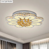 Modern Flower Crystal Led Semi Flush Light For Chic Ceiling Lighting