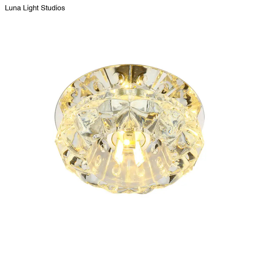Modern Flower Flush Mount Led Crystal Ceiling Lamp For Corridor