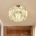 Modern Flower Flush Mount Led Crystal Ceiling Lamp For Corridor Clear