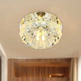 Modern Flower Flush Mount Led Crystal Ceiling Lamp For Corridor Clear