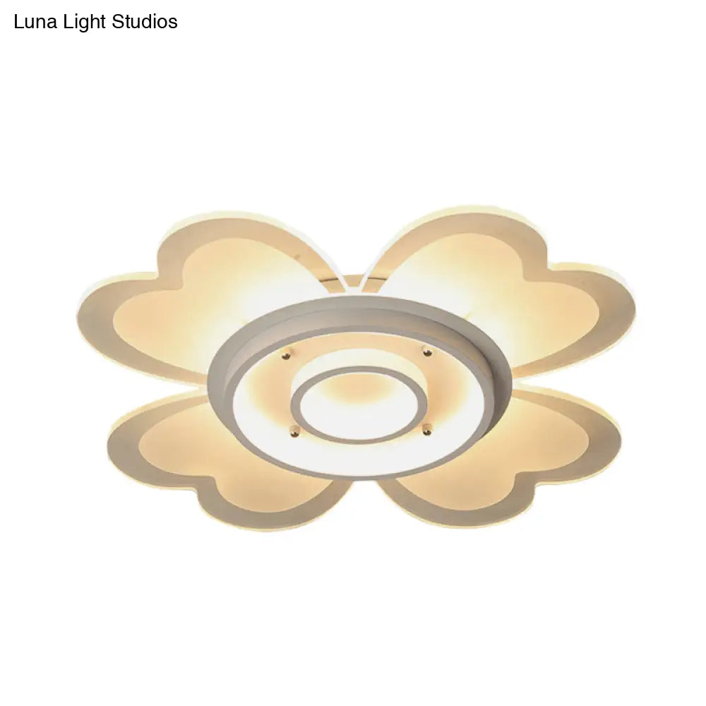Modern Flower Flush - Mount Led Light Fixture In White With Warm/White 16’/19.5’ W
