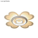 Modern Flower Flush - Mount Led Light Fixture In White With Warm/White 16’/19.5’ W