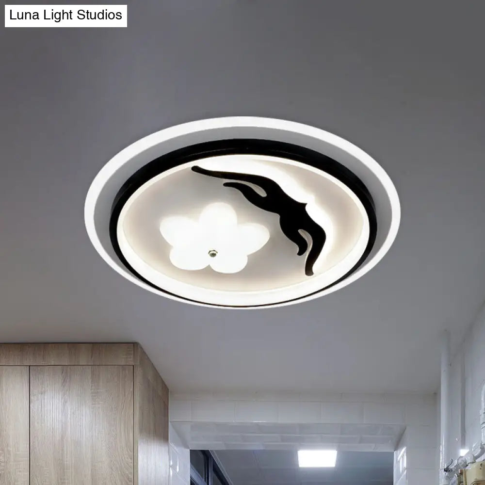 Modern Flower - Inspired Black Acrylic Led Flush Mount Light For Bedroom (Customizable In 15 Days)