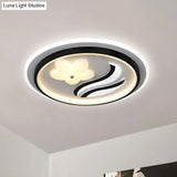 Modern Flower - Inspired Black Acrylic Led Flush Mount Light For Bedroom (Customizable In 15 Days)