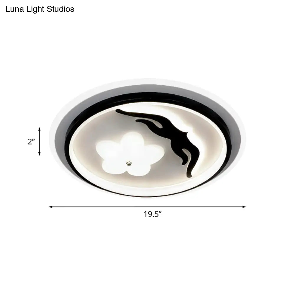 Modern Flower - Inspired Black Acrylic Led Flush Mount Light For Bedroom (Customizable In 15 Days)