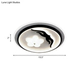 Modern Flower - Inspired Black Acrylic Led Flush Mount Light For Bedroom (Customizable In 15 Days)