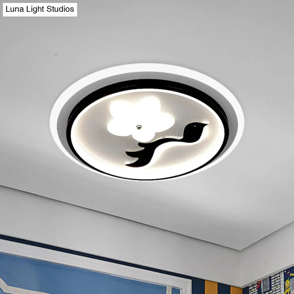 Modern Flower - Inspired Black Acrylic Led Flush Mount Light For Bedroom (Customizable In 15 Days)
