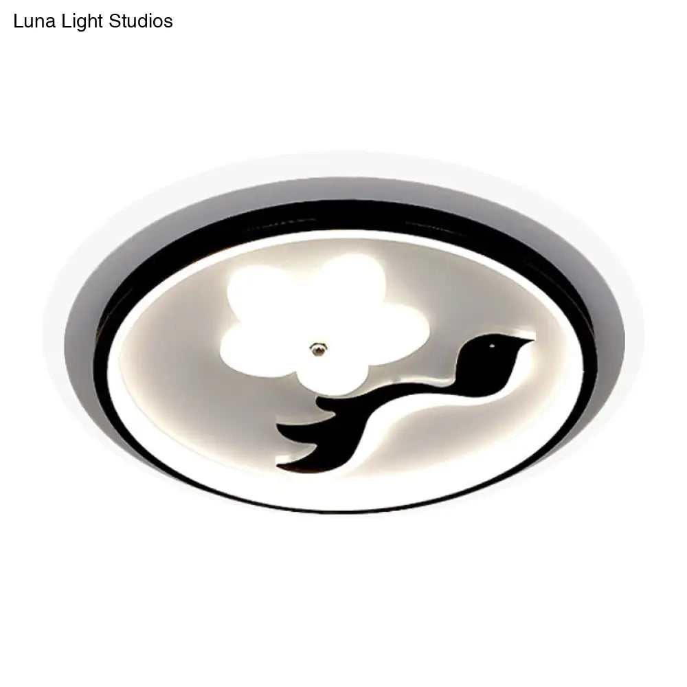 Modern Flower - Inspired Black Acrylic Led Flush Mount Light For Bedroom (Customizable In 15 Days)