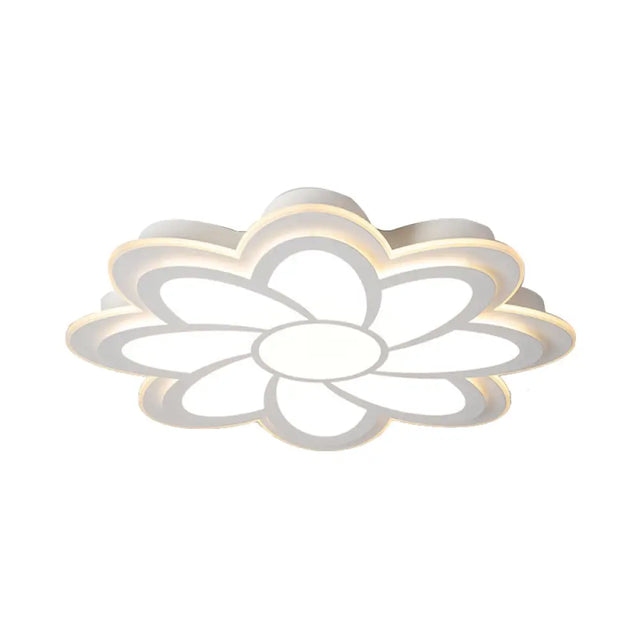 Modern Flower Metal Ceiling Light With Led Acrylic Diffuser Warm/White 16.5/20.5/24.5 Dia