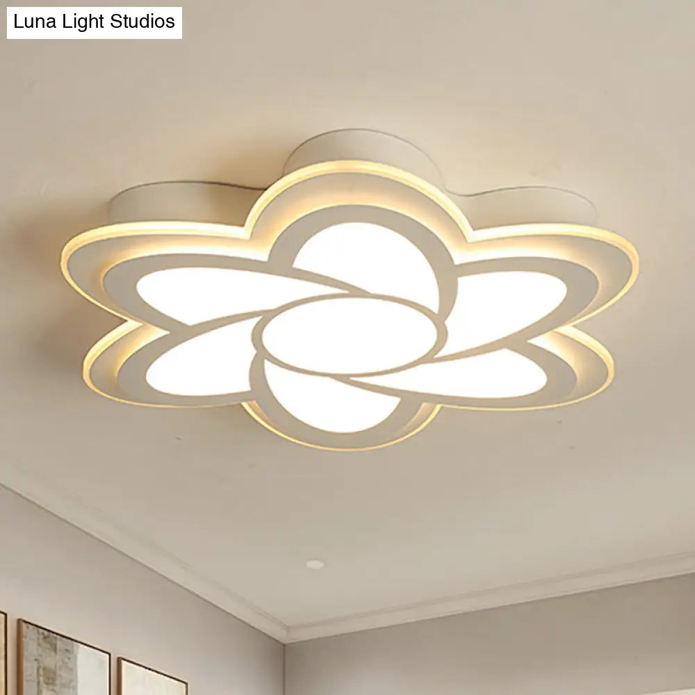 Modern Flower Metal Ceiling Light With Led Acrylic Diffuser Warm/White 16.5’/20.5’/24.5’ Dia