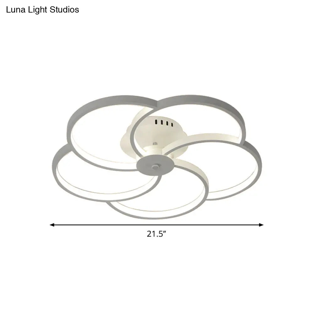 Modern Flower Metal Led Ceiling Light In 18’/21.5’ - Black/White With Warm/White/Natural Options