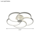 Modern Flower Metal Led Ceiling Light In 18’/21.5’ - Black/White With Warm/White/Natural Options