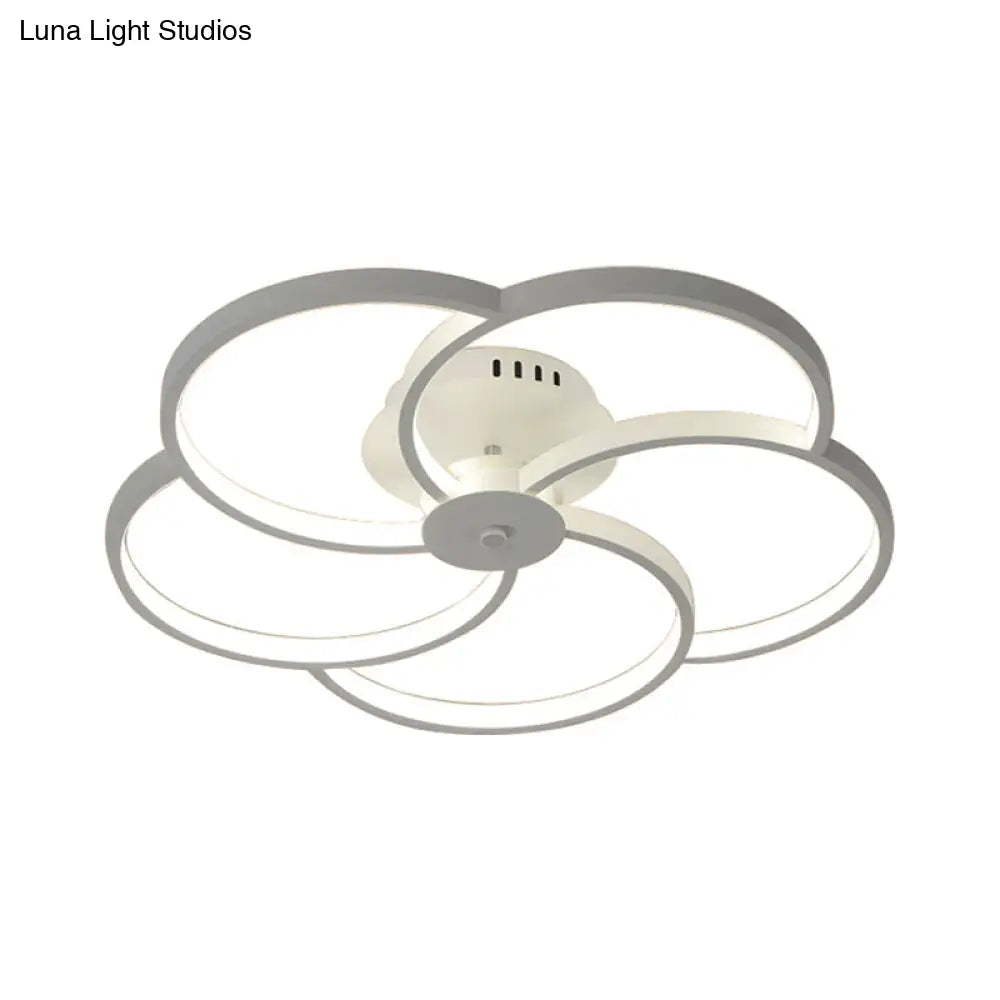 Modern Flower Metal Led Ceiling Light In 18’/21.5’ - Black/White With Warm/White/Natural Options