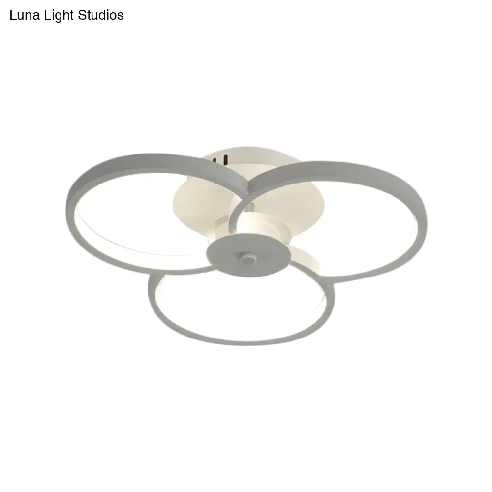 Modern Flower Metal Led Ceiling Light In 18’/21.5’ - Black/White With Warm/White/Natural Options