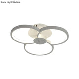 Modern Flower Metal Led Ceiling Light In 18’/21.5’ - Black/White With Warm/White/Natural Options