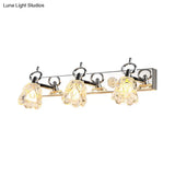 Modern Flower Shade Vanity Wall Light Fixture - Clear Glass Silver Finish 2/3 Lights Ideal For