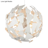 Modern Flower Shape Chandelier Pendant Light - White Metal 12 Lights